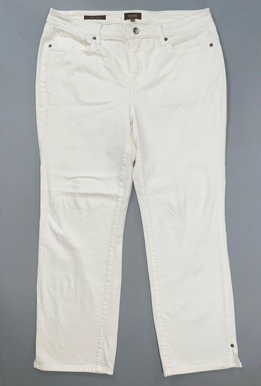 NYDJ Sheri Slim Lightweight Stretch Crop 5-Pocket Jeans. White, Women's Size 10.